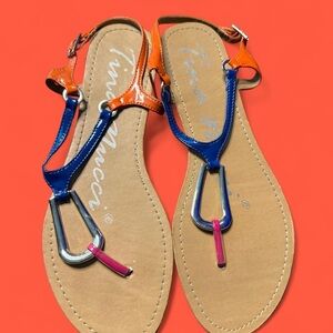 Vince Camuto Vibrant Orange and Blue Sandals